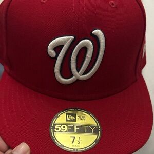 New Era Red Fitted Cap with White W Logo